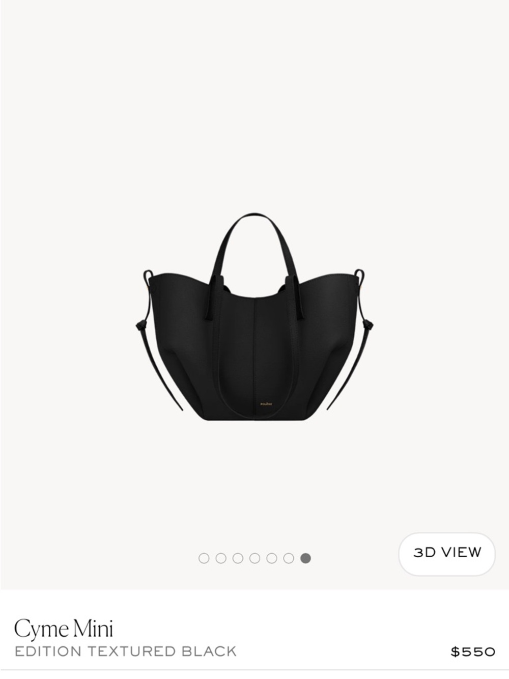 Polene Cymi Mini Black Textured Leather Tote Bag